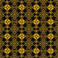 seamless pattern with black and yellow flowers