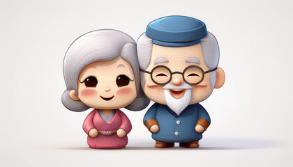 Obraz premium 敬老の日,仲良しの老夫婦,,Generative AI,AI画像