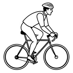 Naklejka premium Man Riding Bicycle Vector Illustration - Cartoon, Clipart, and Line Art Design