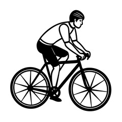 Obraz premium Man Riding Bicycle Vector Illustration - Cartoon, Clipart, and Line Art Design