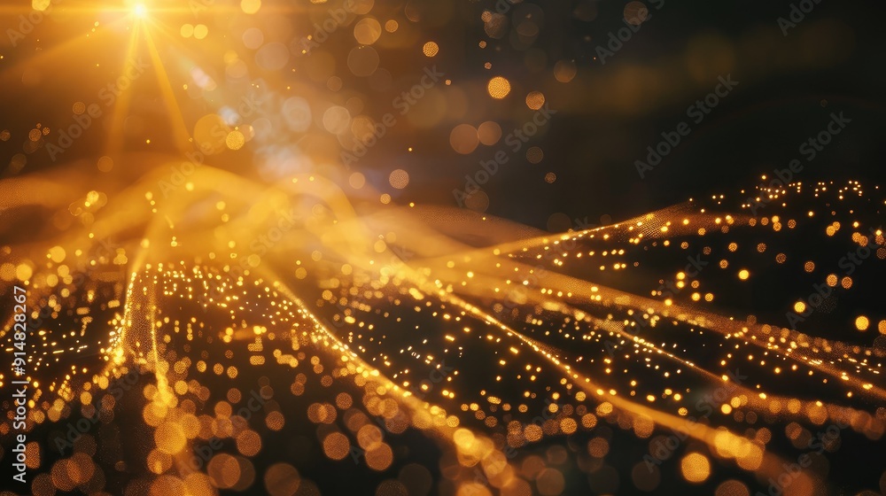 Poster Light beams creating a dynamic digital flow