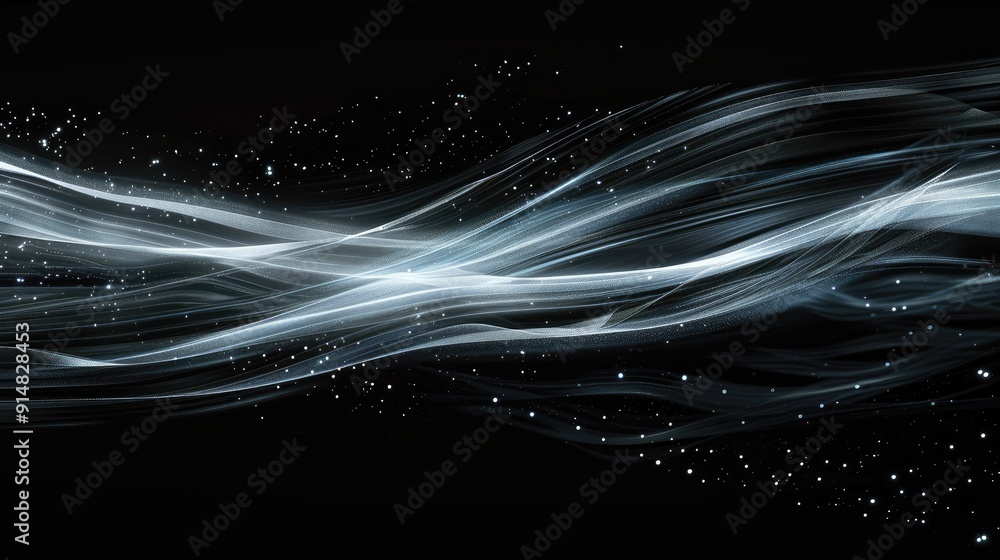 Poster Light beams creating a dynamic digital flow