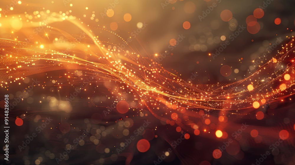 Poster Light beams creating a dynamic digital flow