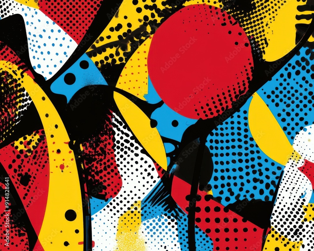 Poster dynamic abstract background with bold graphic patterns and vibrant contrasting colors for visual imp