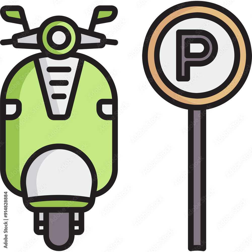 Wall mural Motorcycle Parking Sticker