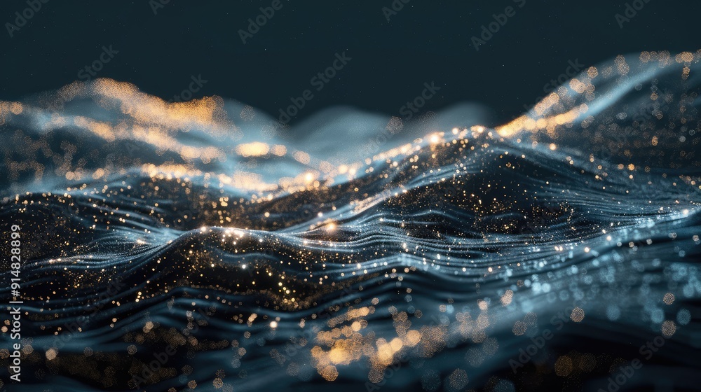 Poster Light beams creating a dynamic digital flow