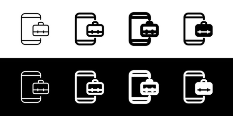 Editable job search app, briefcase, phone, online portfolio vector icon. Business, work, office. Part of a big icon set family. Perfect for web and app interfaces, presentations, infographics, etc