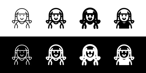 Obraz premium Editable girl with ponytail hair avatar vector icon. User, profile, identity, persona. Part of a big icon set family. Perfect for web and app interfaces, presentations, infographics, etc