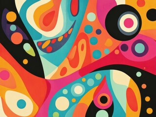 Vibrant Abstract Patterns: Cheerful, Energetic Design with Playful Shapes and Saturated Colors
