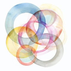 Obraz premium watercolor painting of overlapping circles in various sizes, on isolated white background