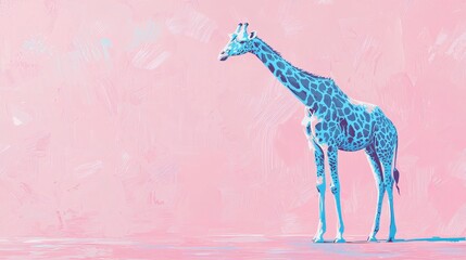 Colorful Artistic Giraffe on Pink Background - Vibrant and Modern Animal Art Illustration