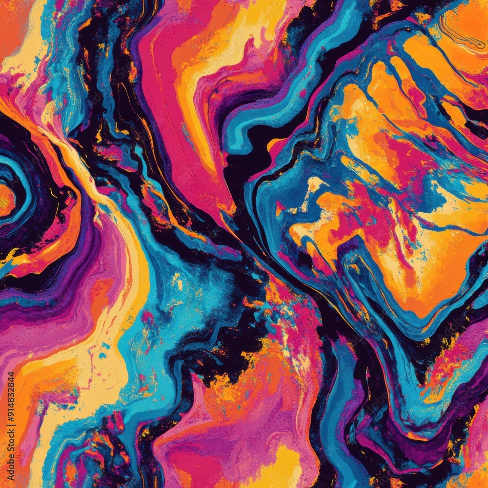 Aufkleber energetic abstract patterns in vibrant hues for dynamic visuals