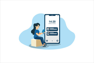 mesage notification handphone flat vector illustration