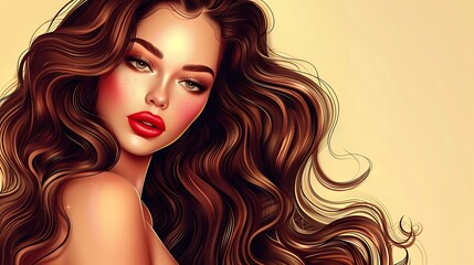 Portrait of a Beautiful Woman with Long Brown Hair
