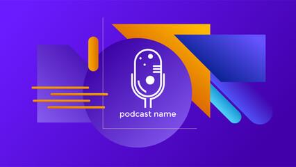 PODCAST GRADIENT BLUE BACKGROUND COLORFUL WITH GEOMETRIC SHAPES COLOR SIMPLE TEMPLATE DESIGN VECTOR. GOOD FOR COVER DESIGN, BANNER, WEB,SOCIAL MEDIA