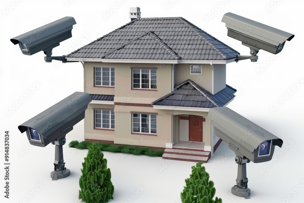 Poster high tech home surveillance drone equipped with advanced imaging for optimal property monitoring and