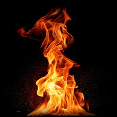 Burning flames, fire burning, flames rising high, dramatic movement, orange and red, black smoke, backgrounds, screen saver, special effects, hot heat.