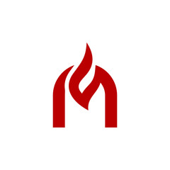 a combination of fire and initials, or letters, or alphabet, or numbers in the form of a logo and vector in red color for business purposes and others