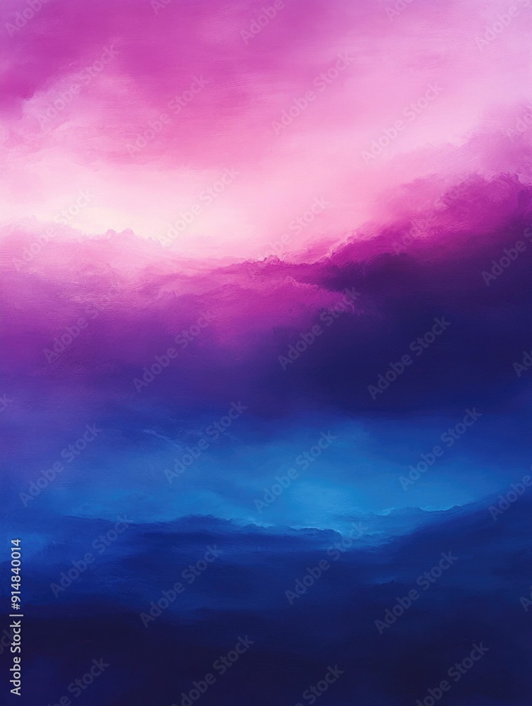 Poster smooth gradient from deep blue to vibrant purple serene and mystical digital abstract art compositio