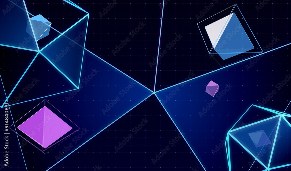 Poster abstract polygon shape pattern hi-tech sci-fi display interface digital technology background. high-