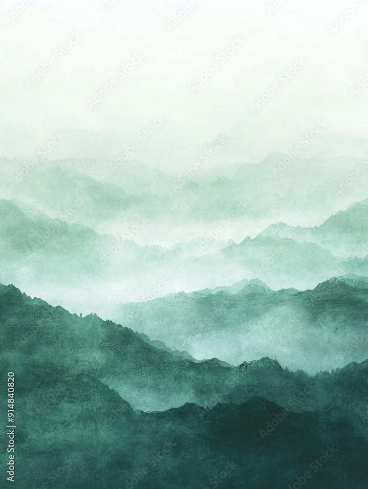 Poster soothing gradient from emerald to seafoam green abstract backdrop for relaxation and wellness serene