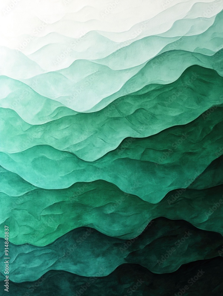 Poster captivating emerald green to seafoam green gradient with a soft white transition creating a serene m