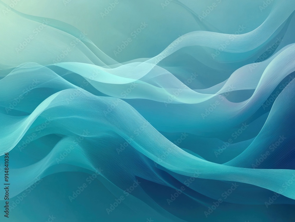 Poster smooth and fluid gradient transition from dark teal to vibrant cyan to light blue refreshing abstrac