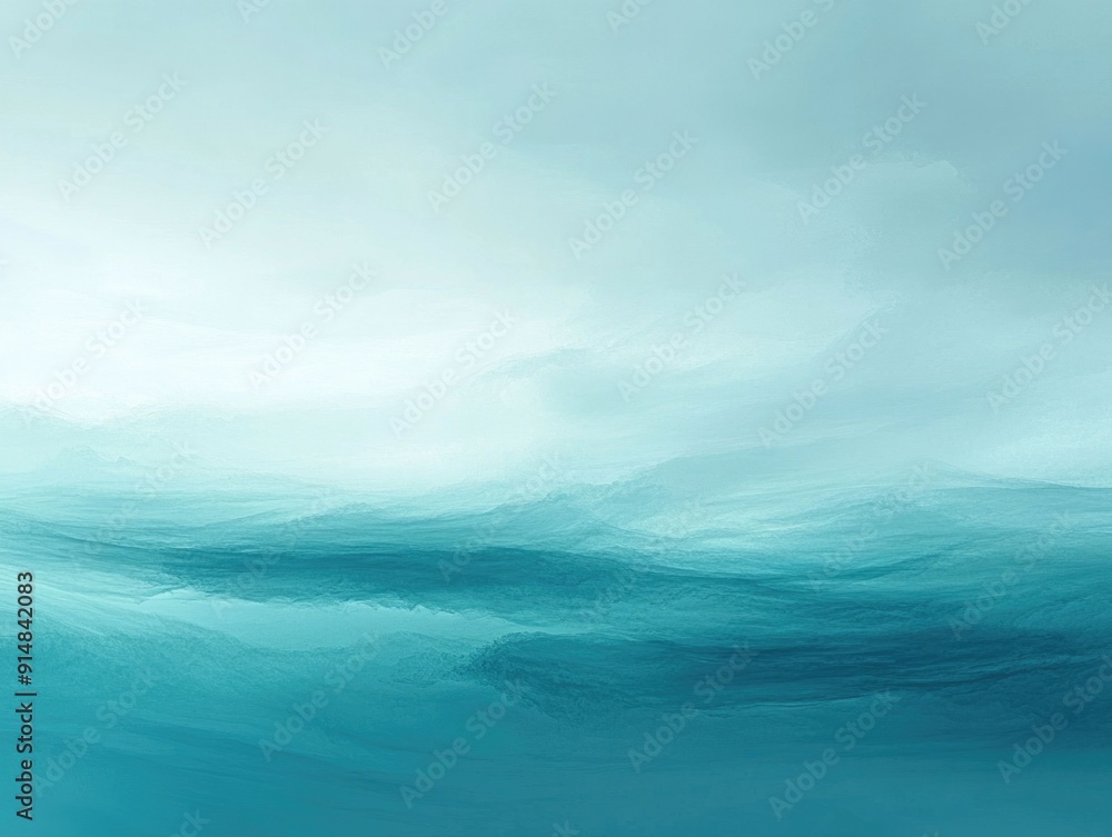 Poster smooth gradient transition from teal to turquoise to sky blue creating a serene and captivating abst