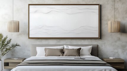 Minimalist Bedroom Interior with Abstract Art