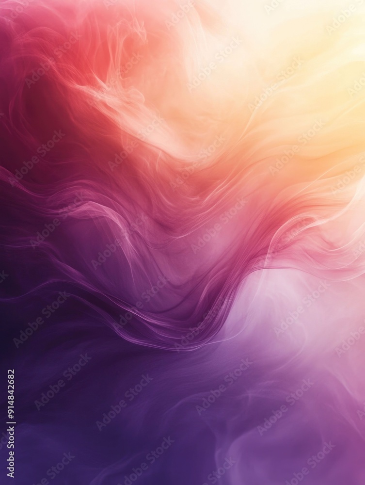 Poster elegant and captivating gradient transition from deep purple to soft peach hues abstract dreamy and 