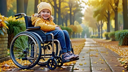 Niña con capacidades diferentes en silla de ruedas, como secuela de un problema neurológico. Su capacidad adaptativa hace que sea feliz y con buena calidad de vida. 