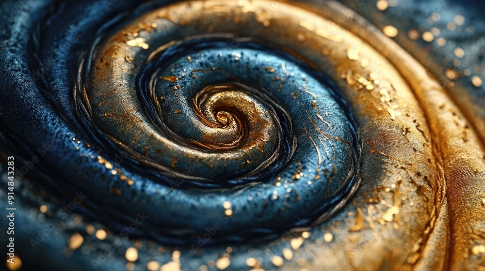 Poster captivating abstract swirl patterns with shimmering metallic threads and intricate embroidered desig