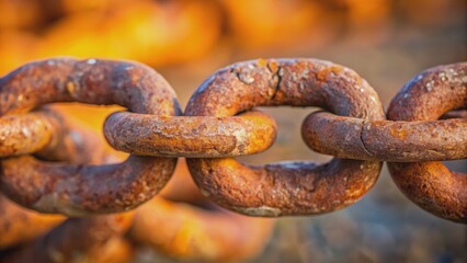 Fototapeta premium Rusty metal chain hanging close-up, rusty, metal, chain, close-up, textured, weathered, old, aged, decaying, industrial, vintage