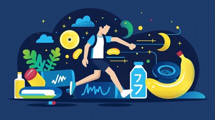 Naklejka premium Insightful infographic on the relationship between sleep nutrition