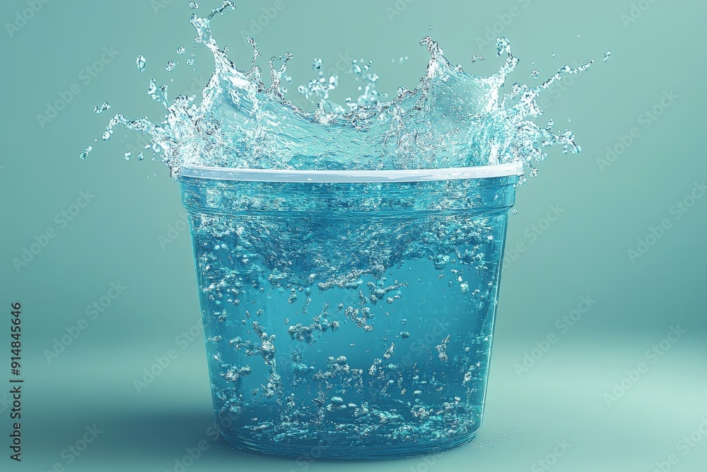 Aufkleber splash of water captured in a glass container epitomizing dynamic motion and fluidity.