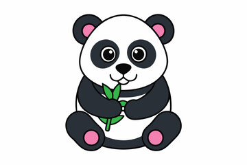 Cuddly Panda Eating Bamboo Vector Illustration Cute Graphic Design