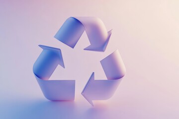 Abstract purple recycling symbol on a gradient backdrop illustrating the concept of sustainability.
