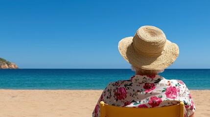 Woman enjoying a relaxing beachside day, holiday, summer Background
