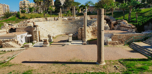 Ruins of the Roman amphitheatre,dating to between 1st to 4th century AD in the area of Kom El Dikka...