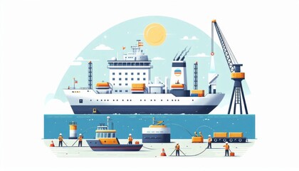 Obraz premium ship in the port illustration art