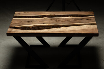 Expensive vintage furniture. The table is covered with epoxy resin and varnished. Luxury quality...