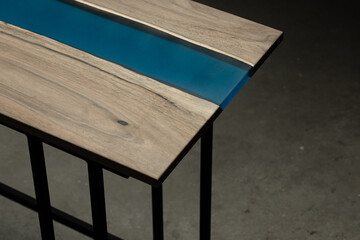 Expensive vintage furniture. The table is covered with epoxy resin and varnished. Luxury quality...