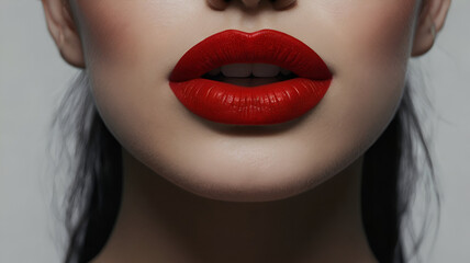 Red lipstick with white black background
