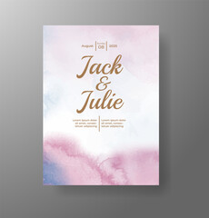 Wedding invitation with Abstract splashed watercolor background