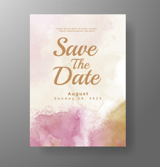 Wedding invitation with Abstract splashed watercolor background