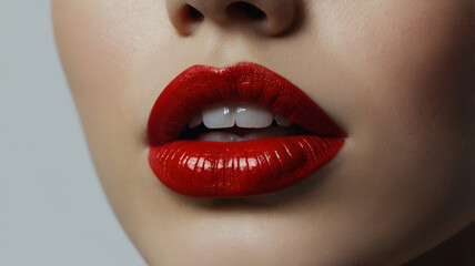 Fototapeta premium Red lipstick with white black background