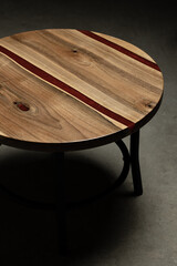 Expensive vintage furniture. The table is covered with epoxy resin and varnished. Luxury quality...