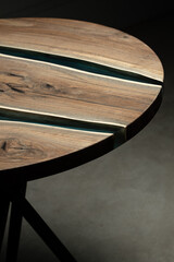 Expensive vintage furniture. The table is covered with epoxy resin and varnished. Luxury quality...