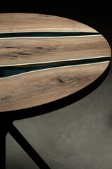 Expensive vintage furniture. The table is covered with epoxy resin and varnished. Luxury quality...