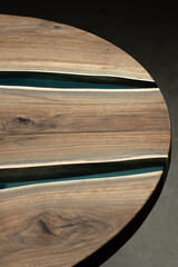 Expensive vintage furniture. The table is covered with epoxy resin and varnished. Luxury quality...